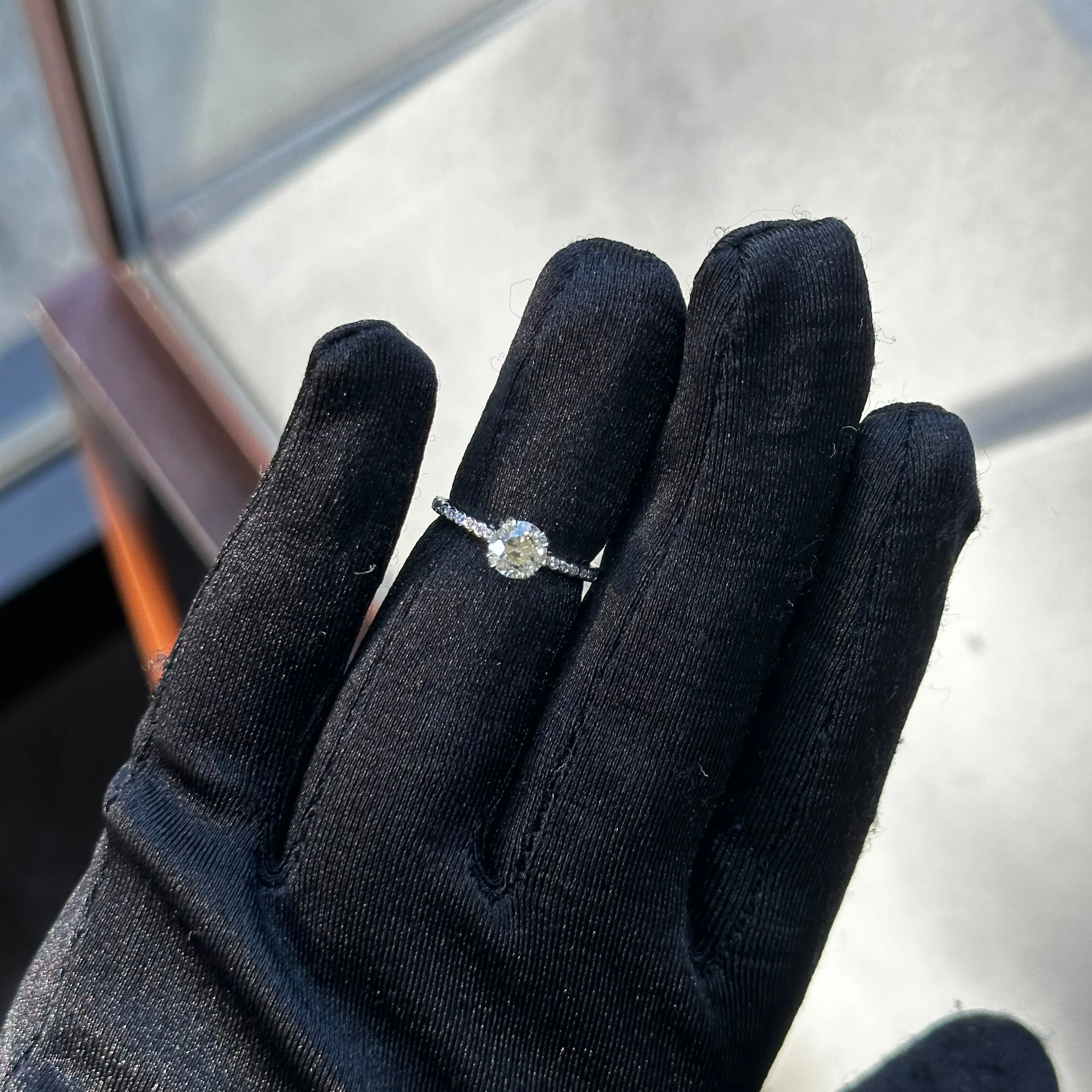 0.86ct Center Old European Cut Diamond Engagement Ring