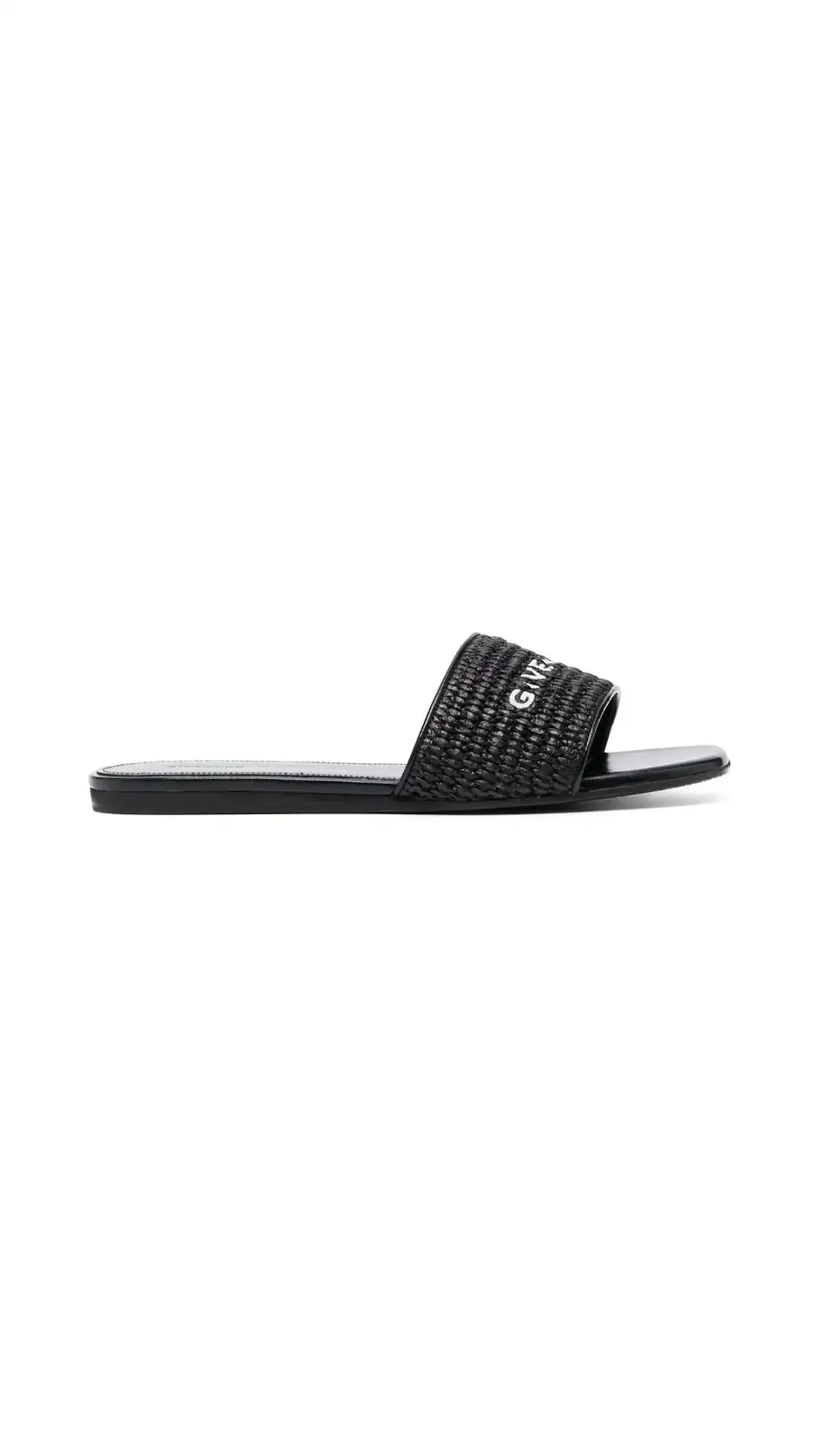 4G Flat Mules In Raffia - Black