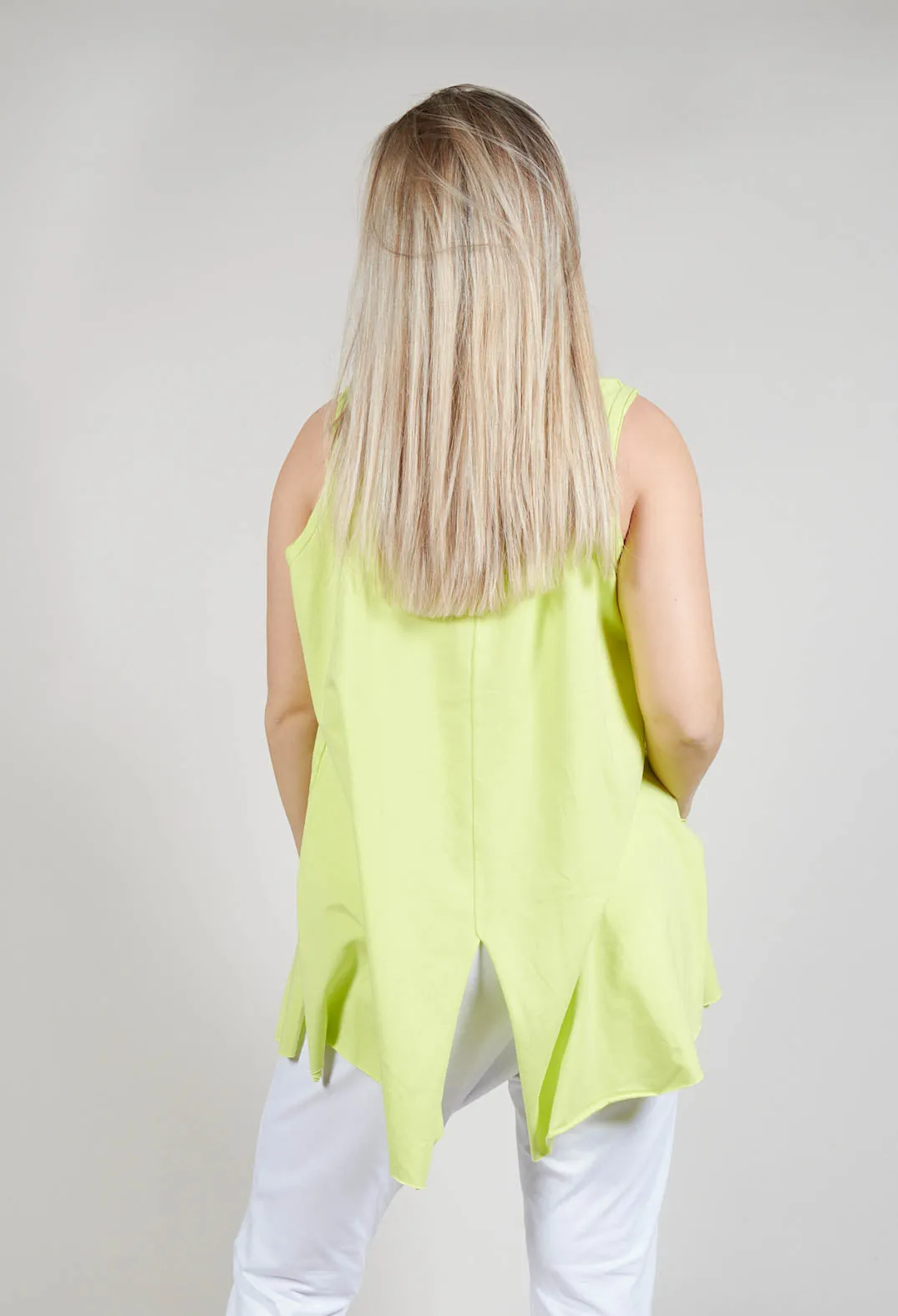 A Line Vest Top with Front Pocket in Lime