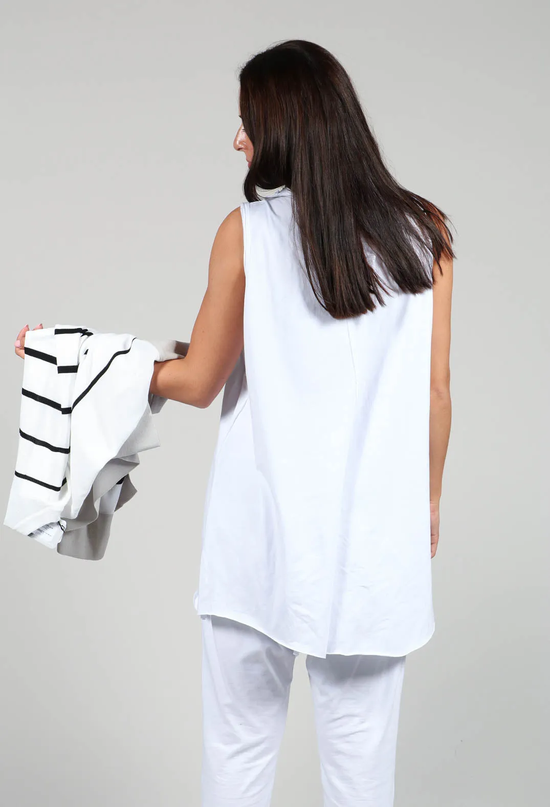 A Line Vest Top with Front Pocket in White