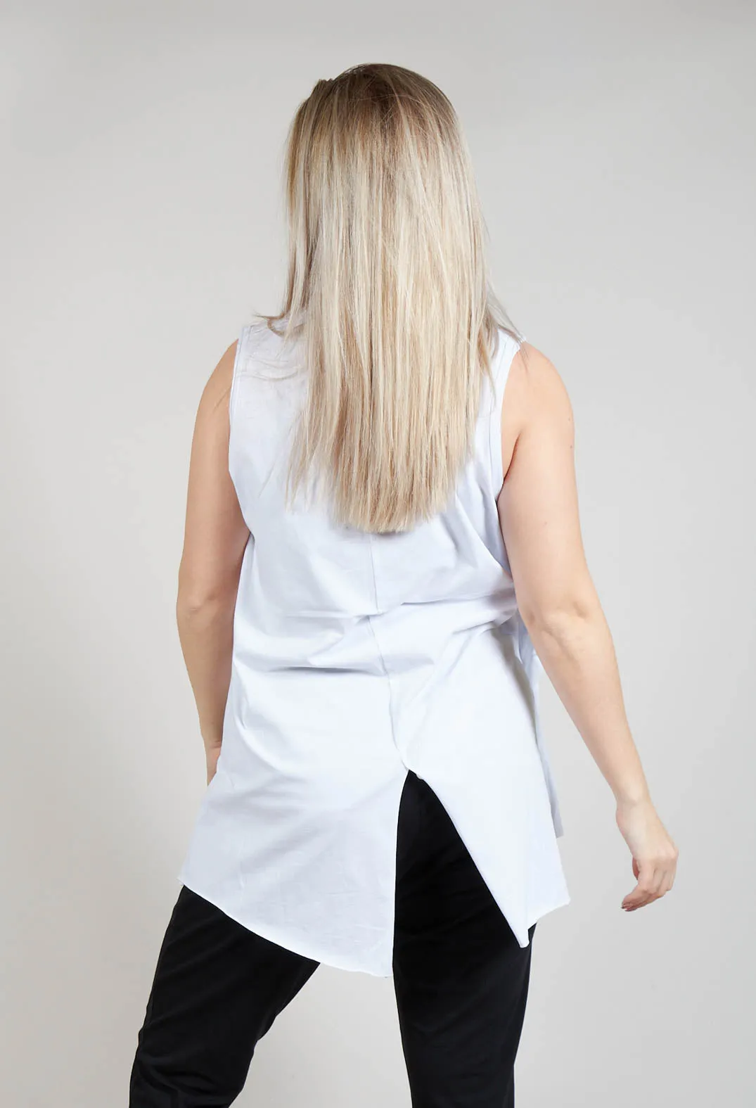 A Line Vest Top with Front Pocket in White