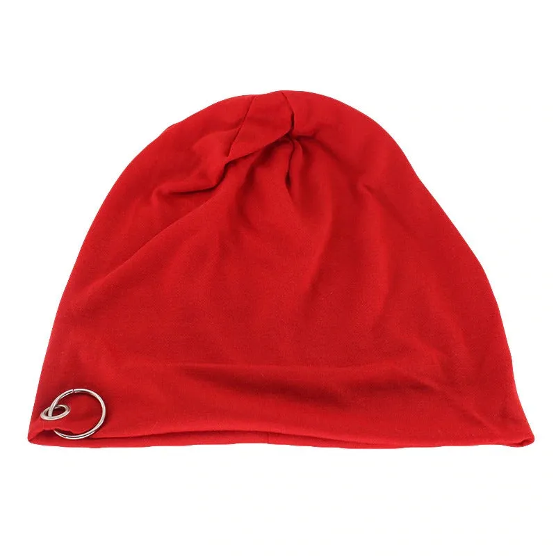 Adult Unisex Warm Beanies With Hoop / Alternative Autumn and Winter Fashion