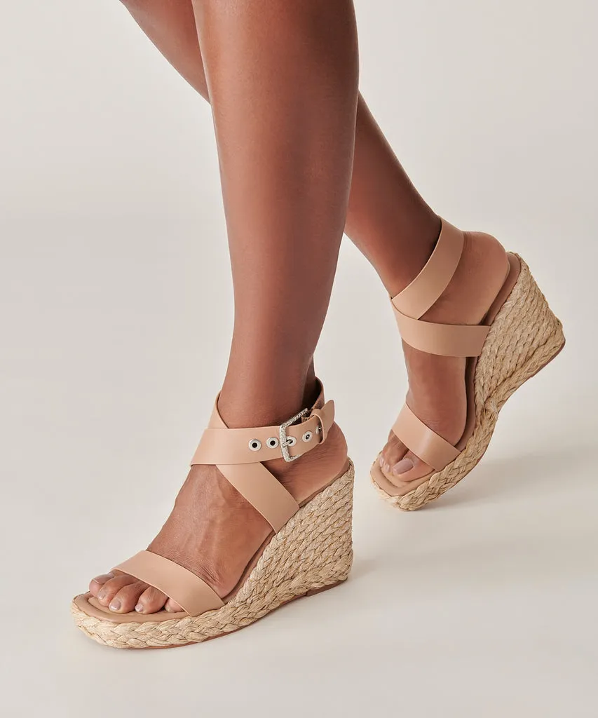 ALDONA Wedges Cafe Leather | Cafe Braided Raffia & Leather Sandals– Dolce Vita 6882427306050