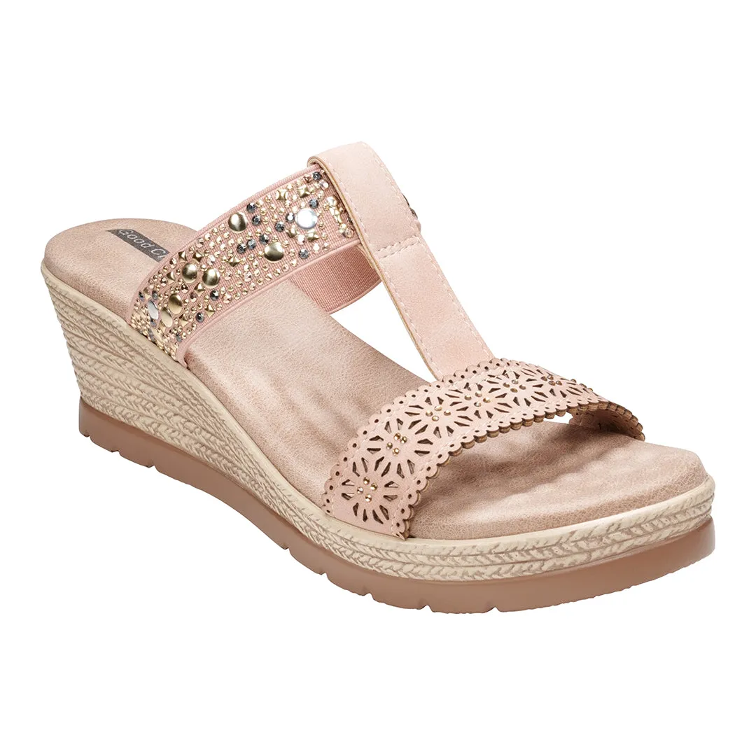 Alena Blush Wedge Sandals