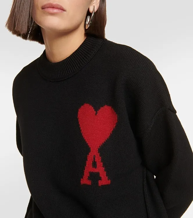 AMI PARIS  |Crew Neck Casual Style Wool Long Sleeves Office Style Logo