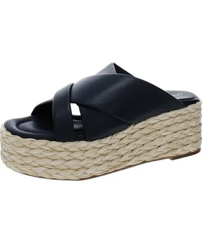 Andre Assous Calesa Womens Leather Slip-On Flatform Sandals