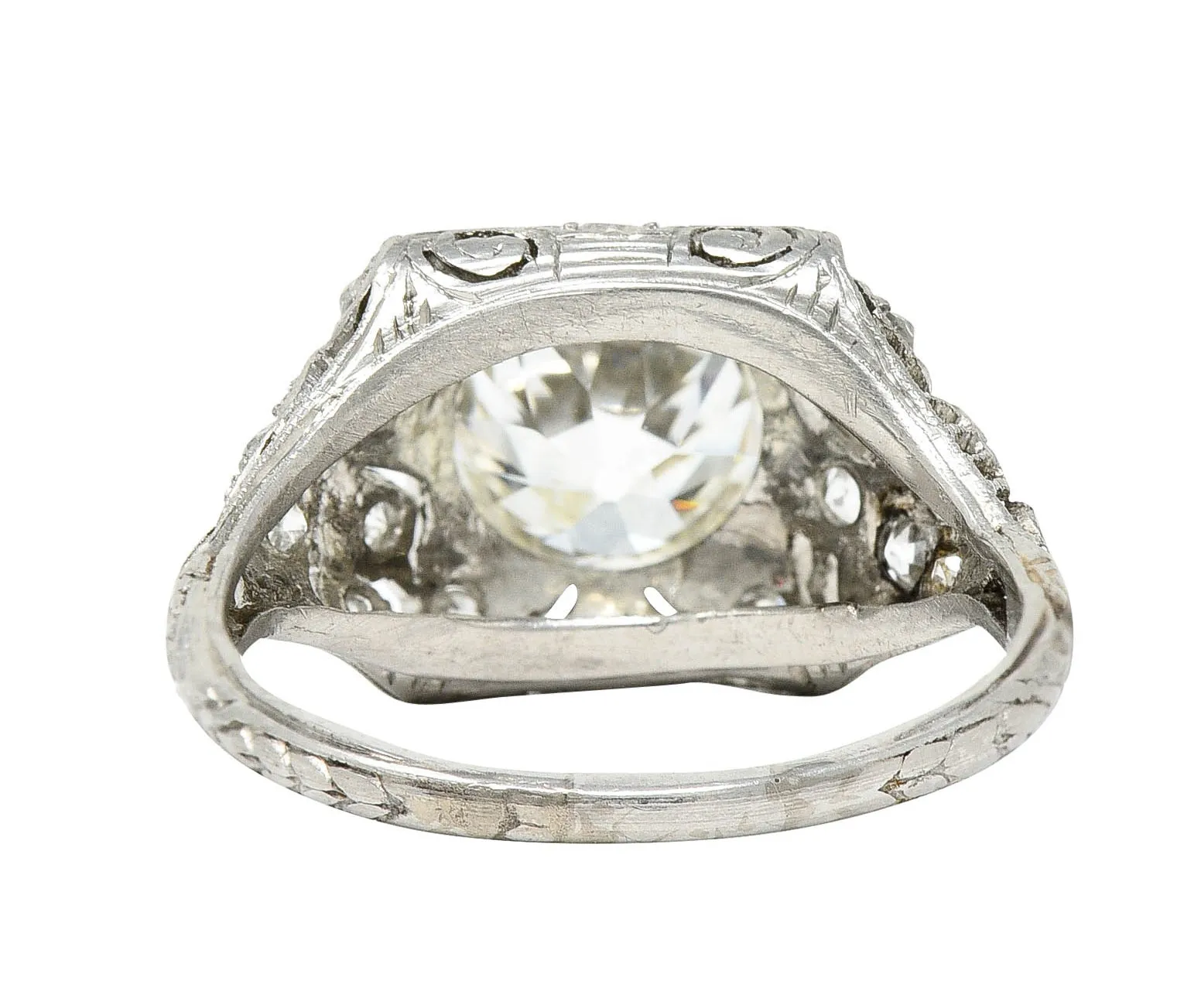 Art Deco 2.03 CTW Diamond Platinum Foliate Vintage Engagement Ring