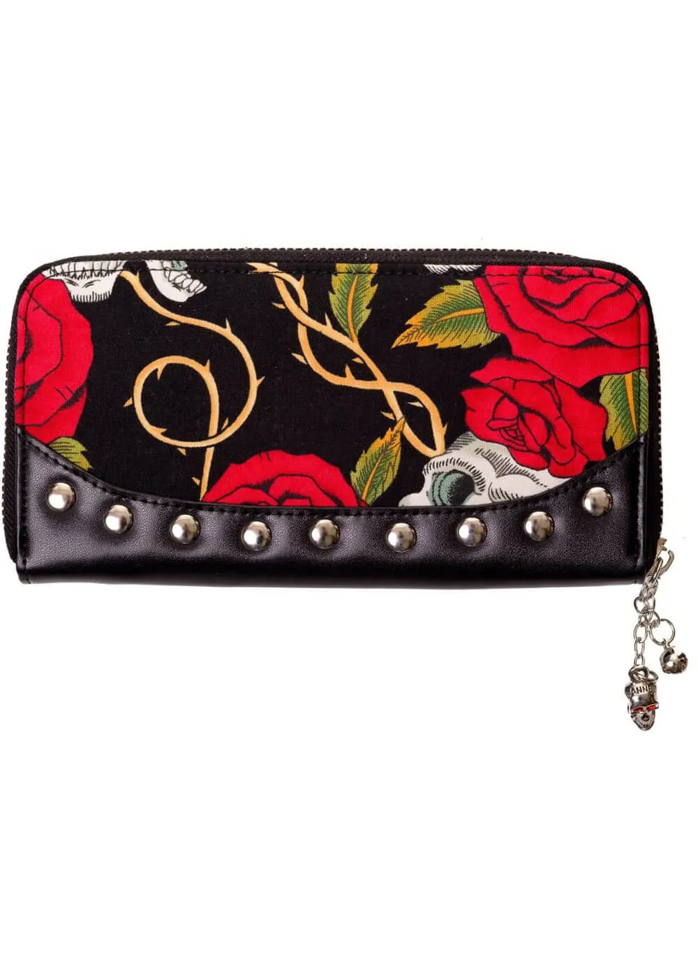 Banned Skull & Roses Rockabilly Wallet Black