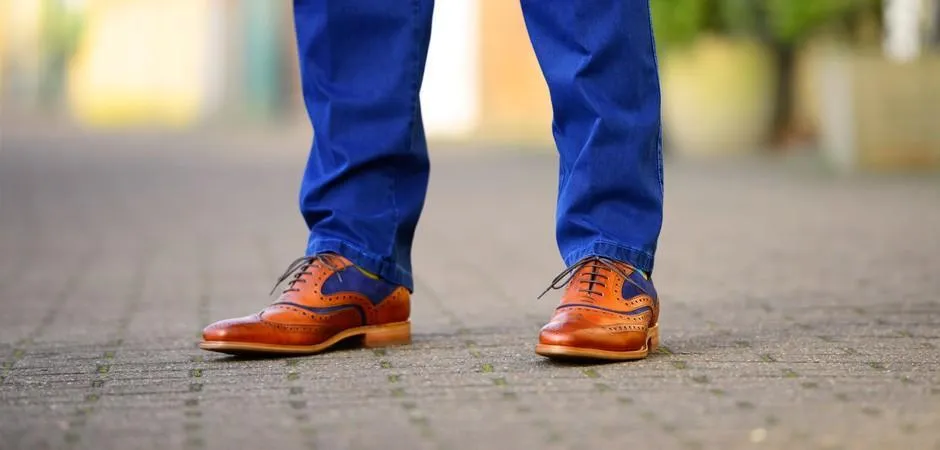 Barker Mcclean Suede Brogues Cedar Calf / Navy Suede Made in England 382926F