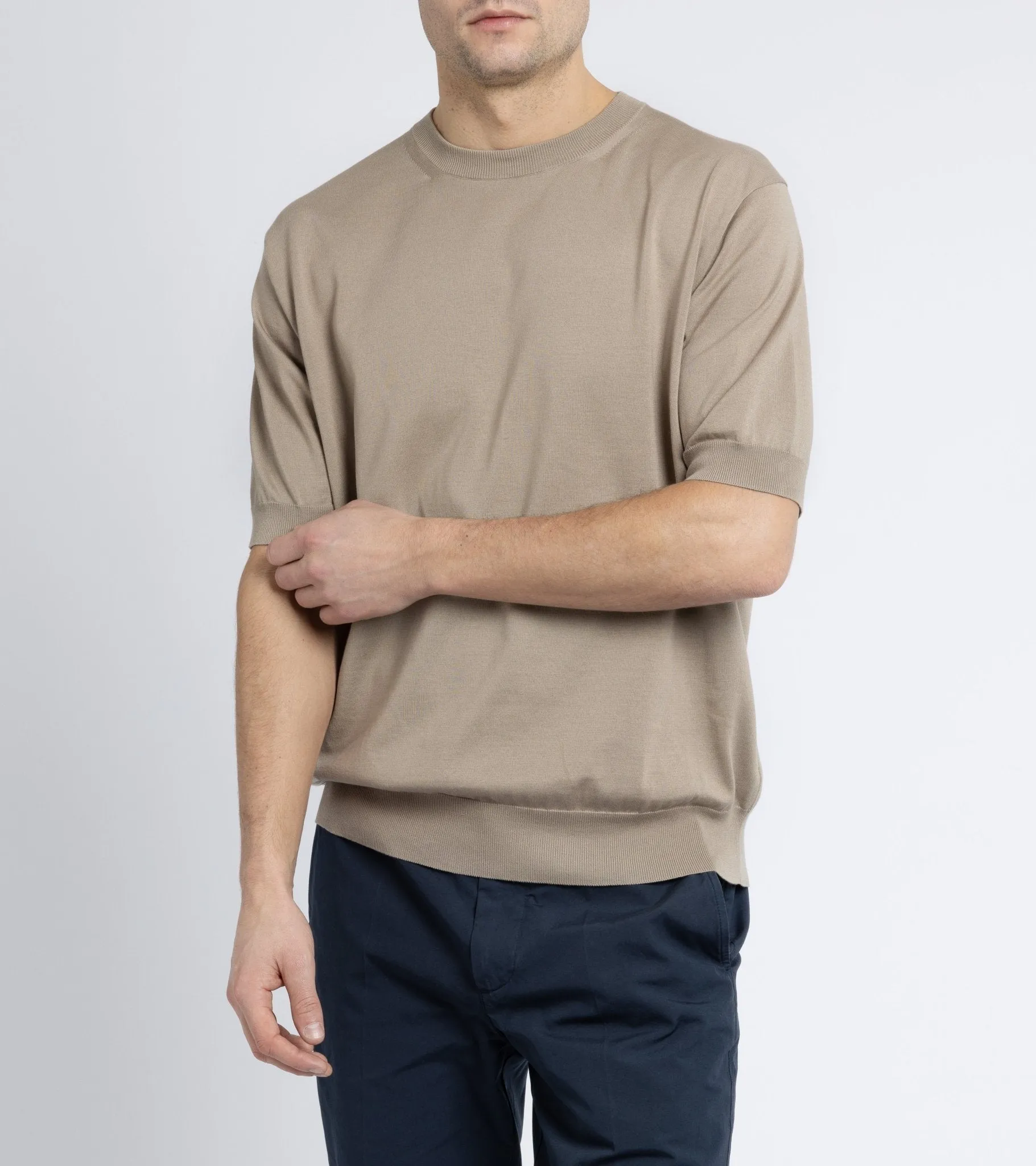 Batoner Sea Island Cotton Knit T-Shirt: Beige