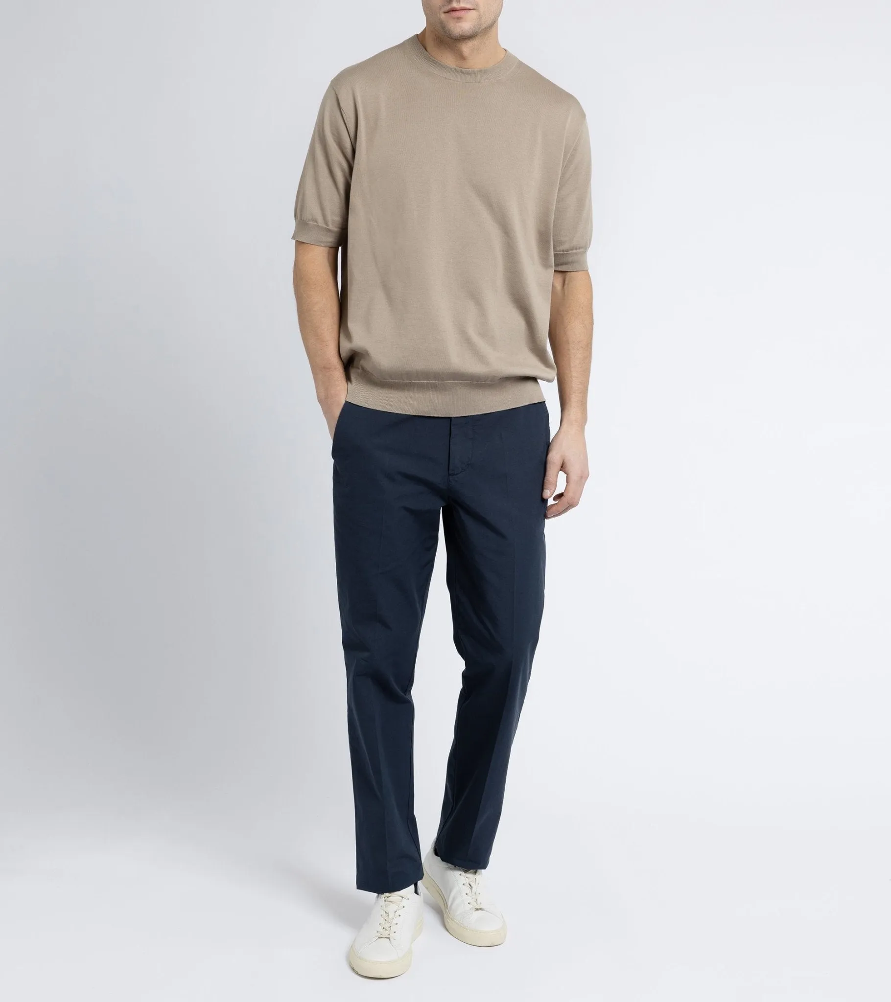 Batoner Sea Island Cotton Knit T-Shirt: Beige