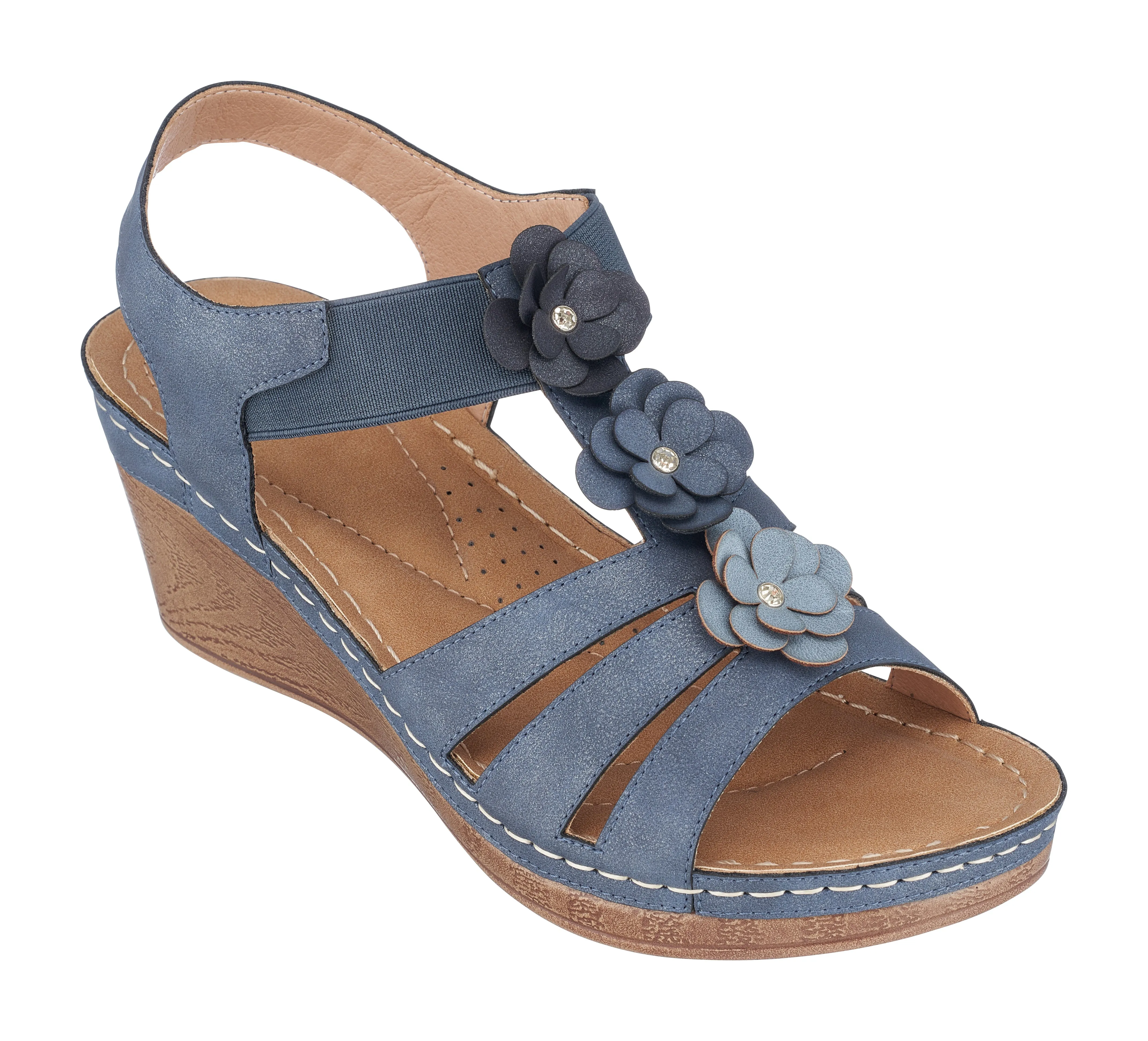 Beck Navy Wedge Sandals