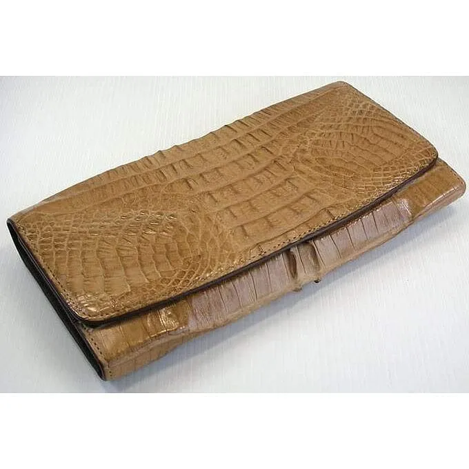 Beige Crocodile Skin Womens Wallet