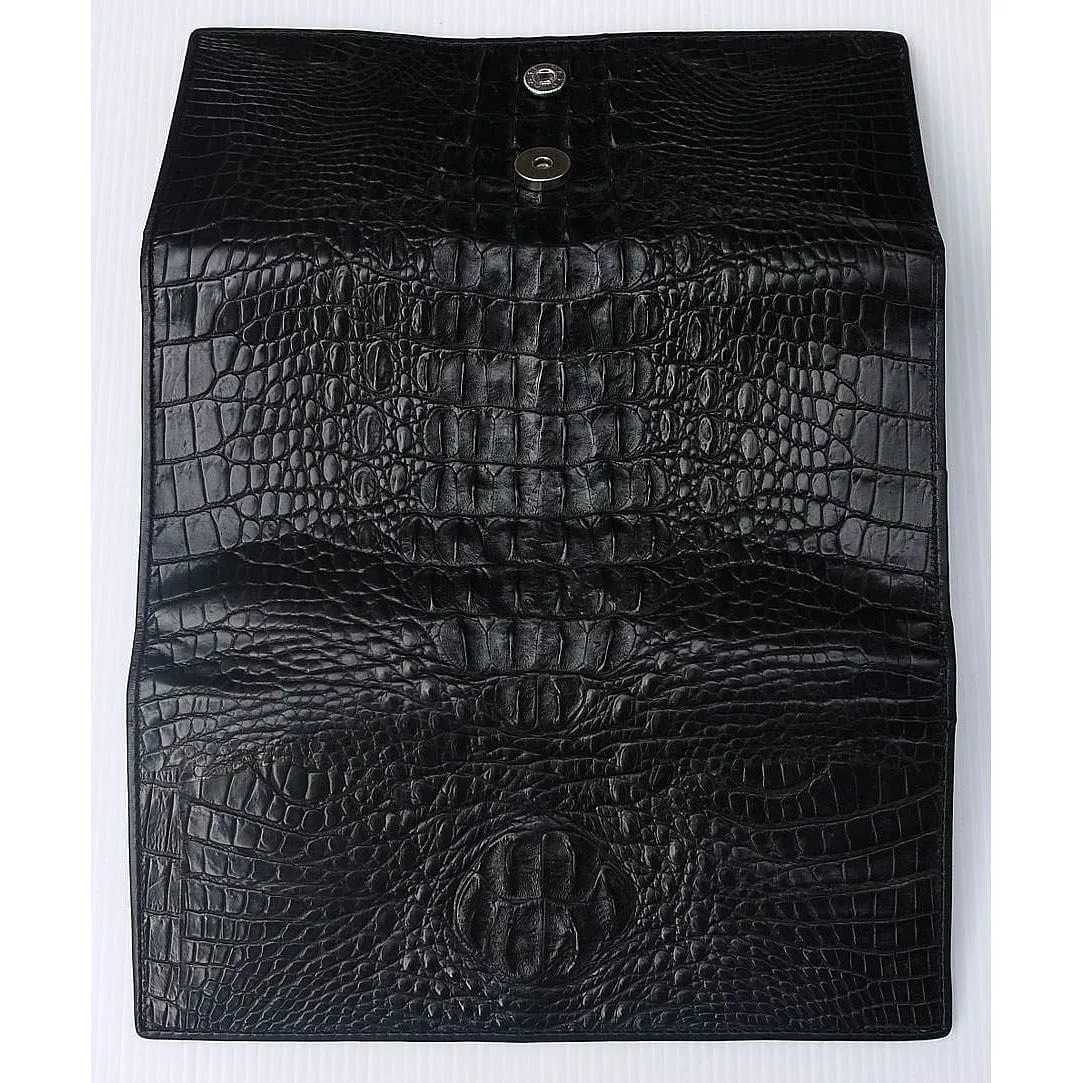 Black Genuine Crocodile Hornback Wallet