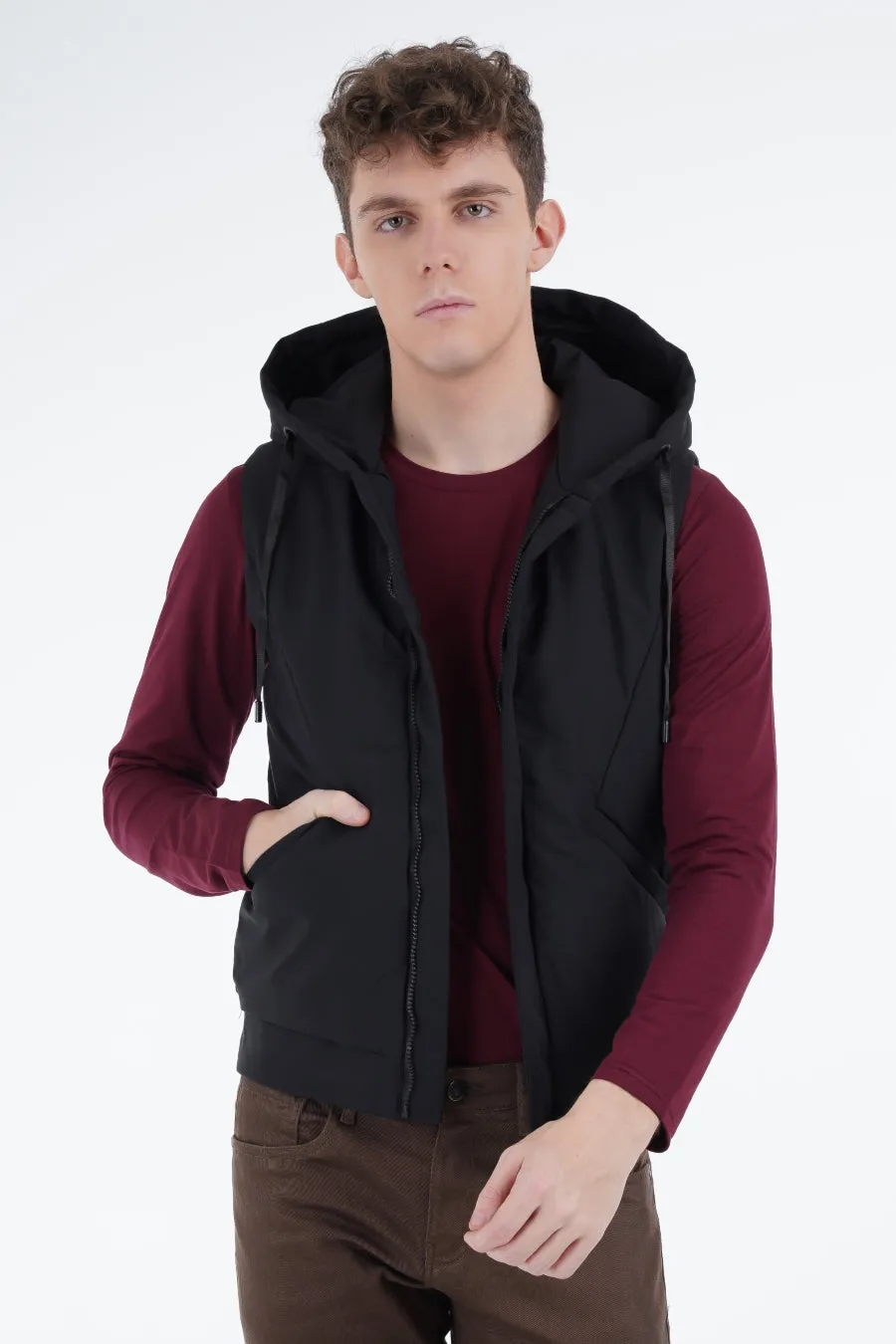 Black Hooded Gilet