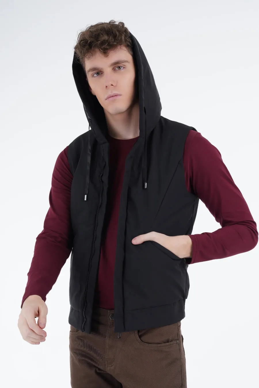 Black Hooded Gilet