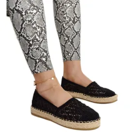 Black lace espadrilles on the Samra platform