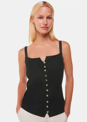 Black Strappy Button Through Vest