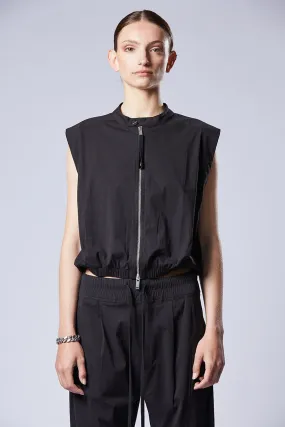 BLACK ZIPPED BLOUSE VEST