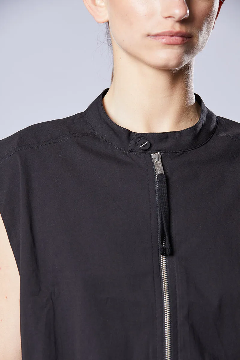 BLACK ZIPPED BLOUSE VEST