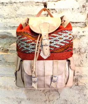 Boho leather and tribal blanket rucksack, Kenitra