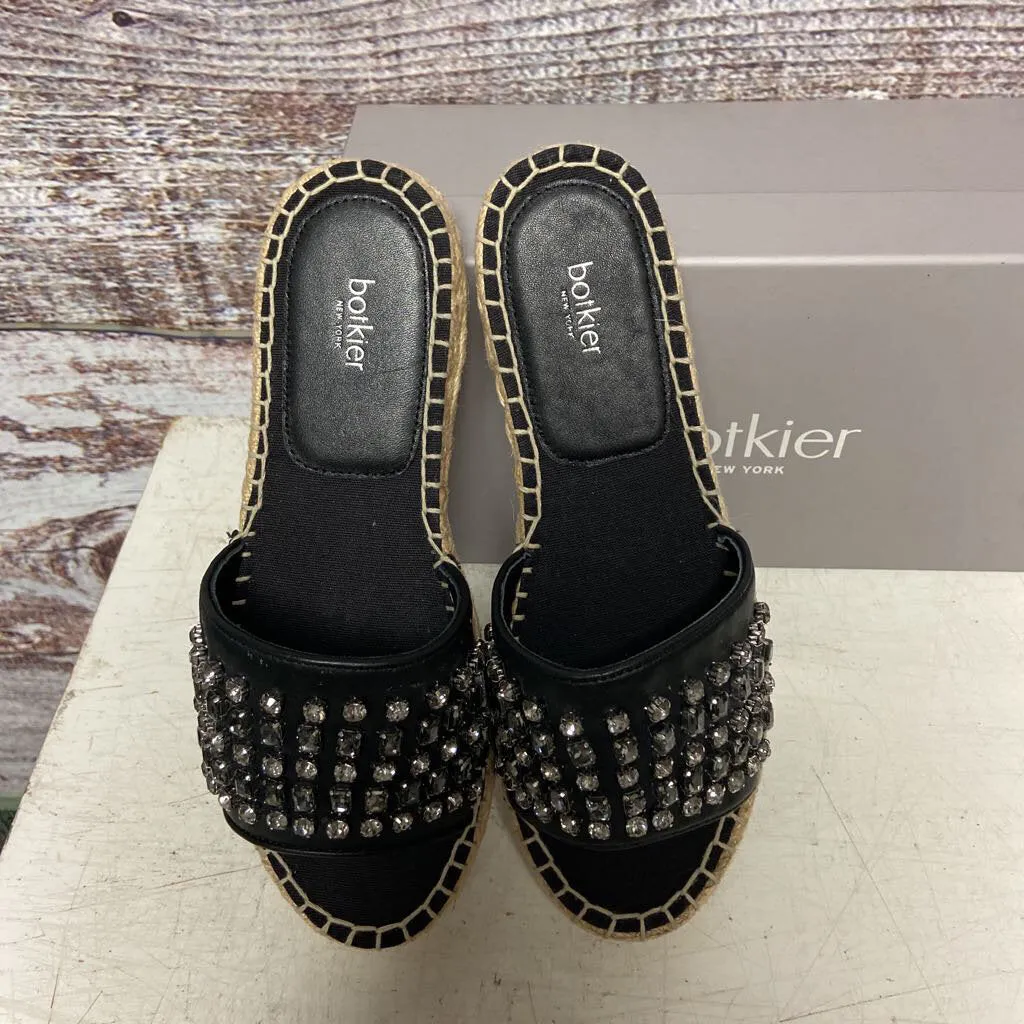 BOTKIER NY BLACK STONE LEATHER JULIE FLAT ESPADRILLES SIZE 7 NWB TCC