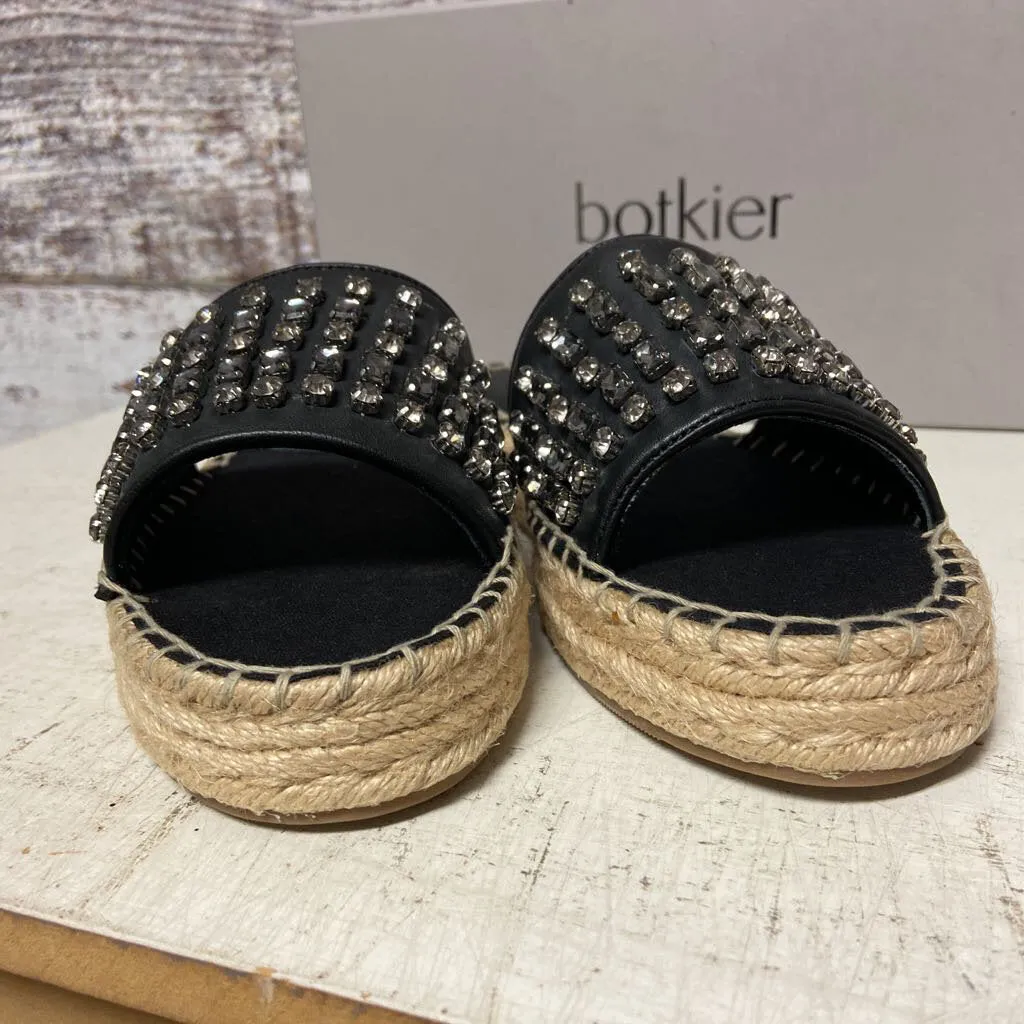 BOTKIER NY BLACK STONE LEATHER JULIE FLAT ESPADRILLES SIZE 7 NWB TCC