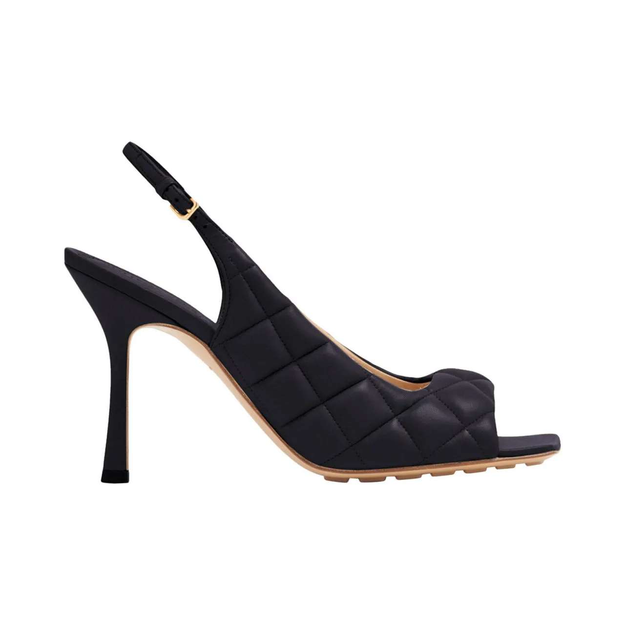 BOTTEGA VENETA Padded Leather Slingback Heeled Sandals - Black