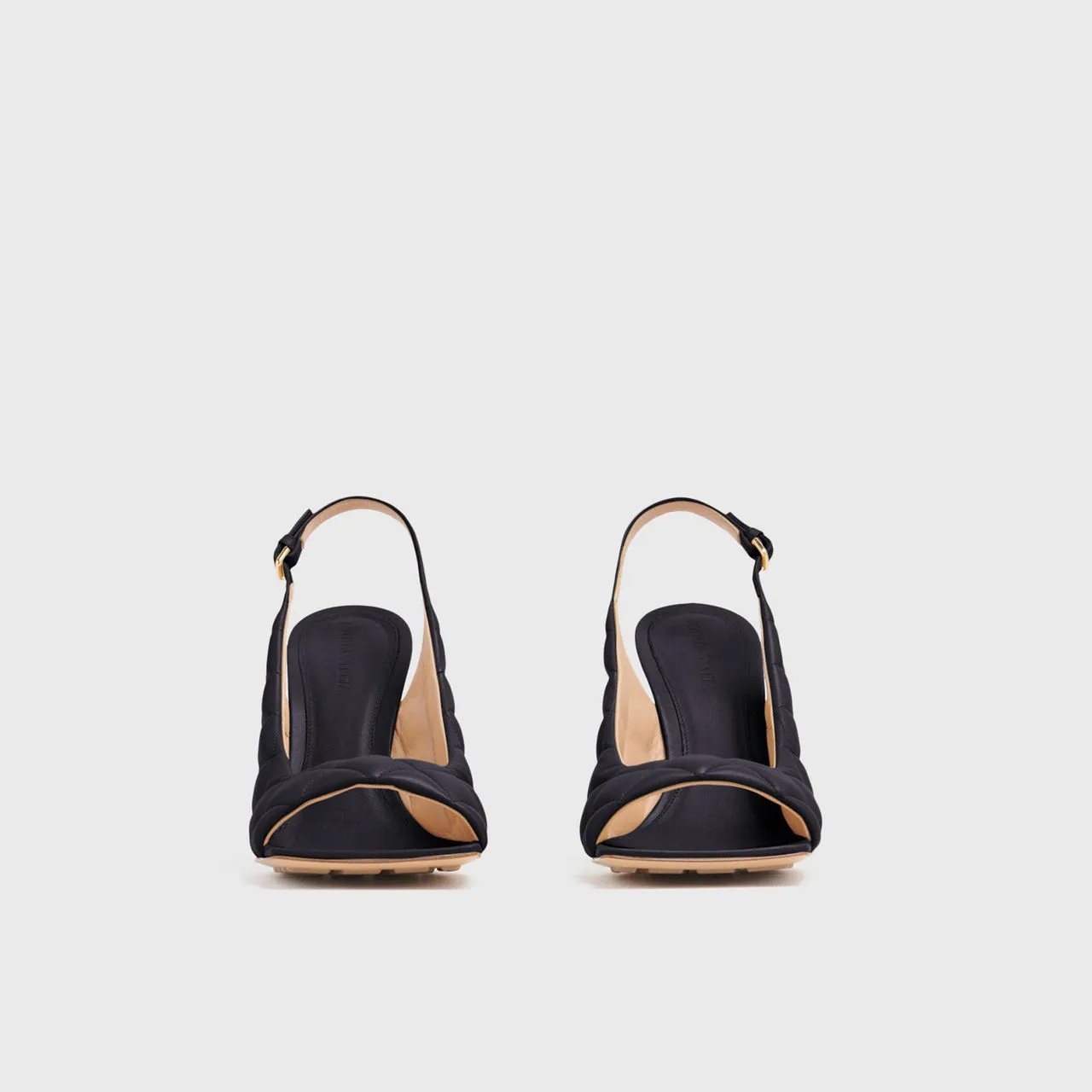 BOTTEGA VENETA Padded Leather Slingback Heeled Sandals - Black