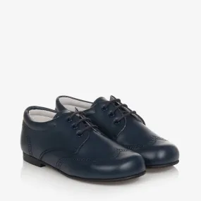 Boys Navy Blue Leather Brogues