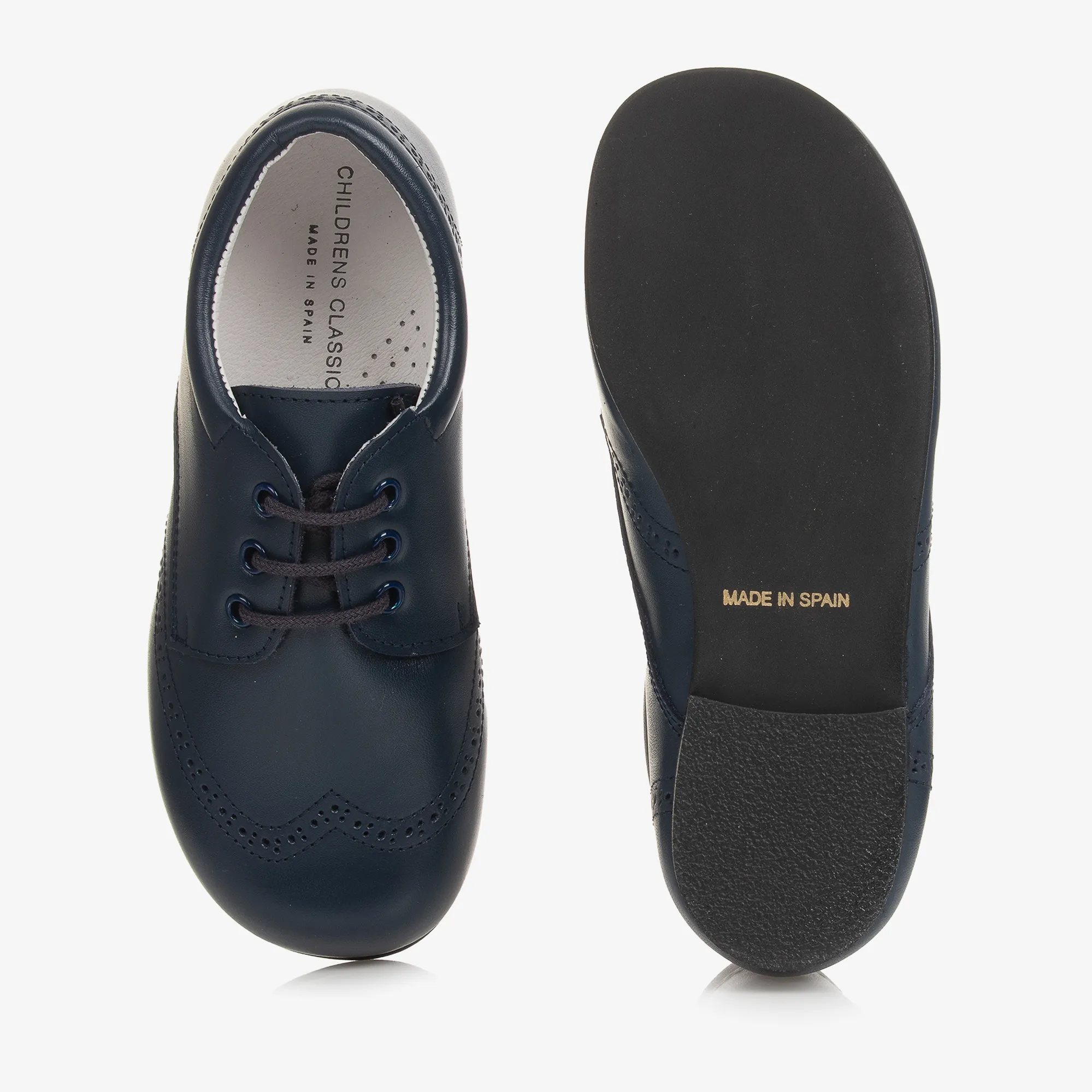 Boys Navy Blue Leather Brogues