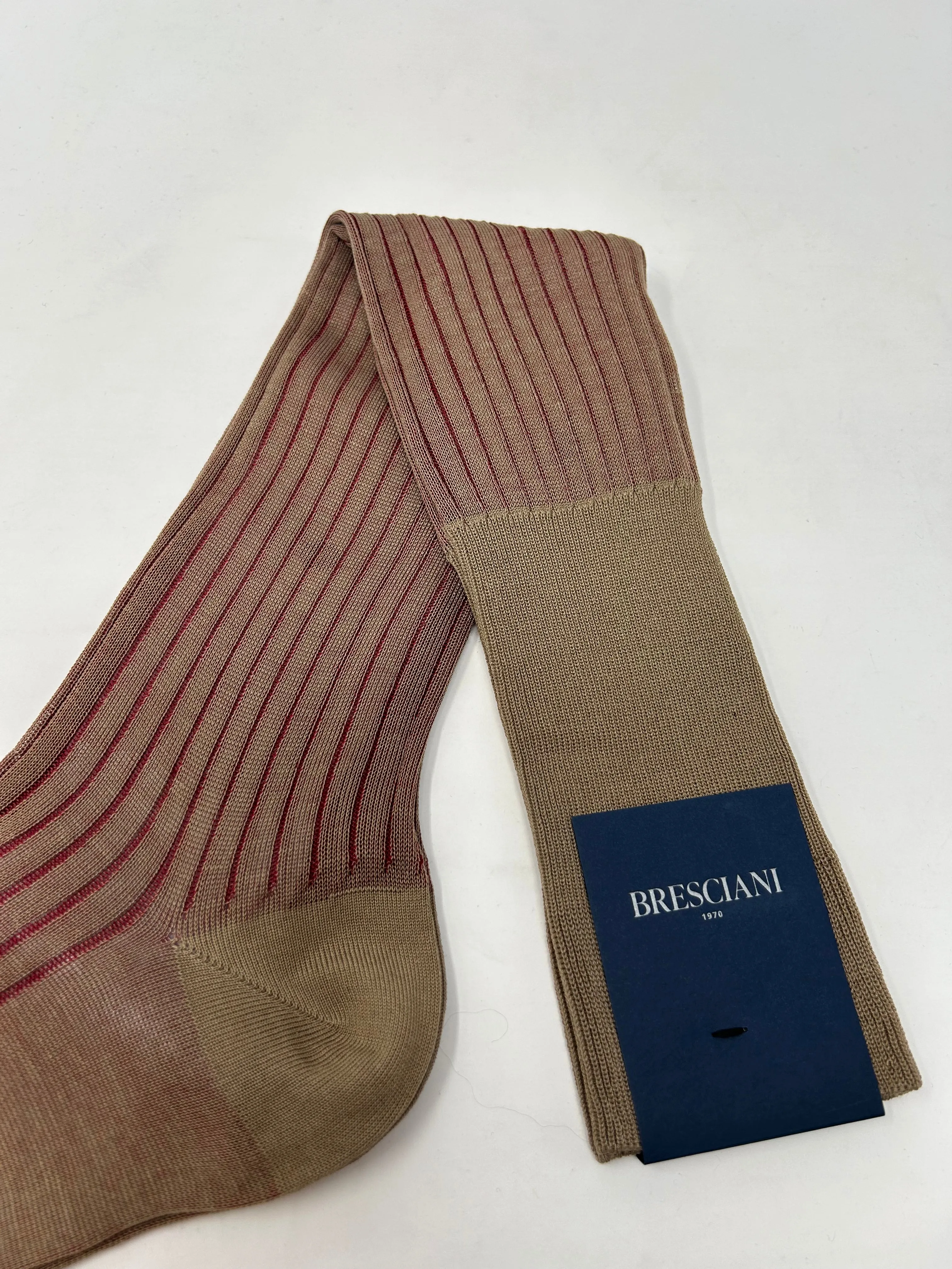 BRESCIANI CALZE VANISE' COSTE BEIGE/ROSSO