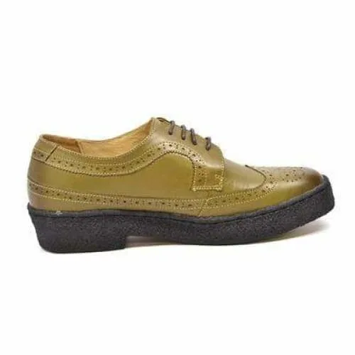 British Walkers Wingtip Low Cut Men's Olive Green Leather Oxfords