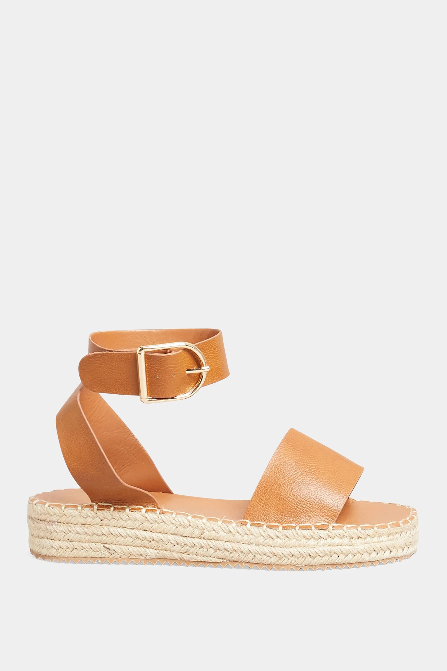 Brown Flatform Espadrilles In Wide E Fit & Extra Wide EEE Fit