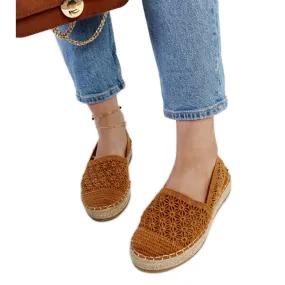 Brown lace espadrilles on the Samra platform