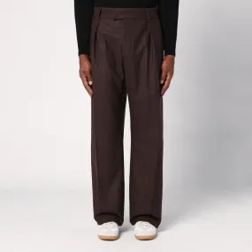 BROWN WOOL AND CASHMERE TROUSERS