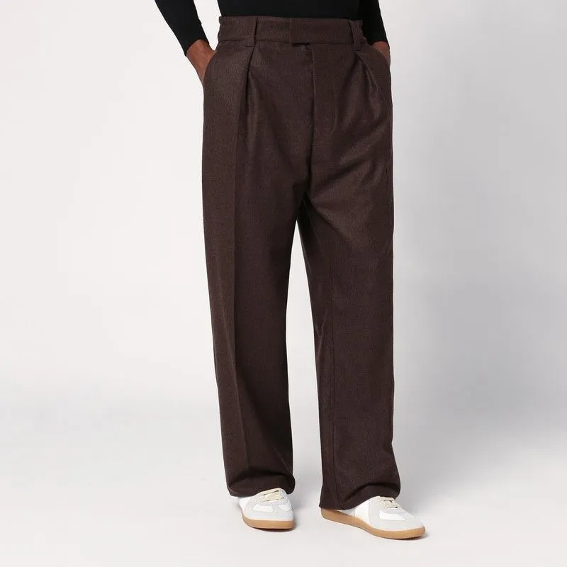 BROWN WOOL AND CASHMERE TROUSERS