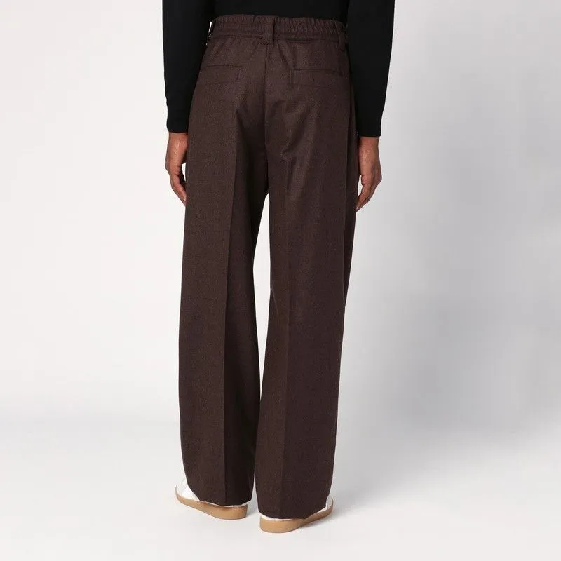 BROWN WOOL AND CASHMERE TROUSERS