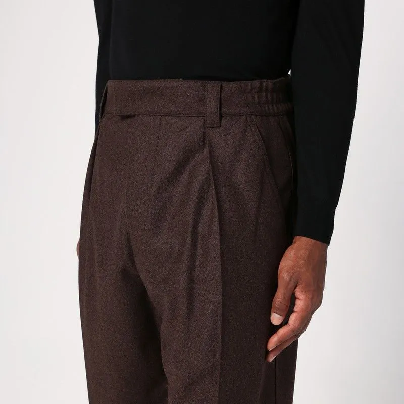 BROWN WOOL AND CASHMERE TROUSERS