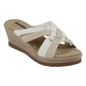 Caro White Wedge Sandals