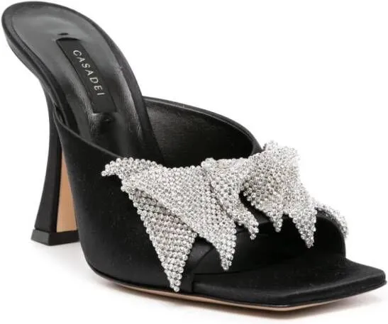 Casadei Butterfly Geraldine 100mm satin mules Black