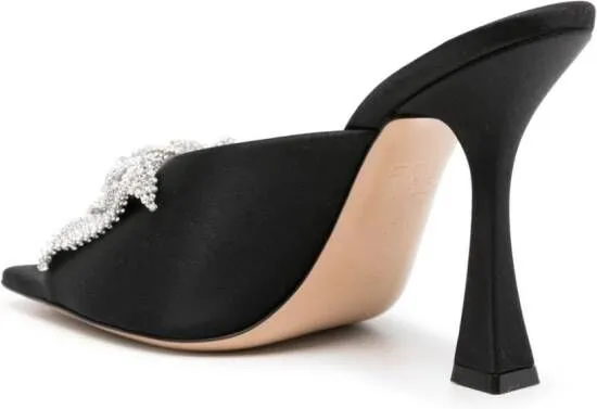 Casadei Butterfly Geraldine 100mm satin mules Black