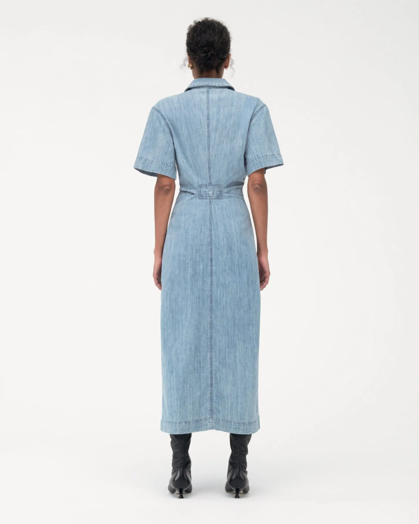 Chambray Bias Shirt Dress