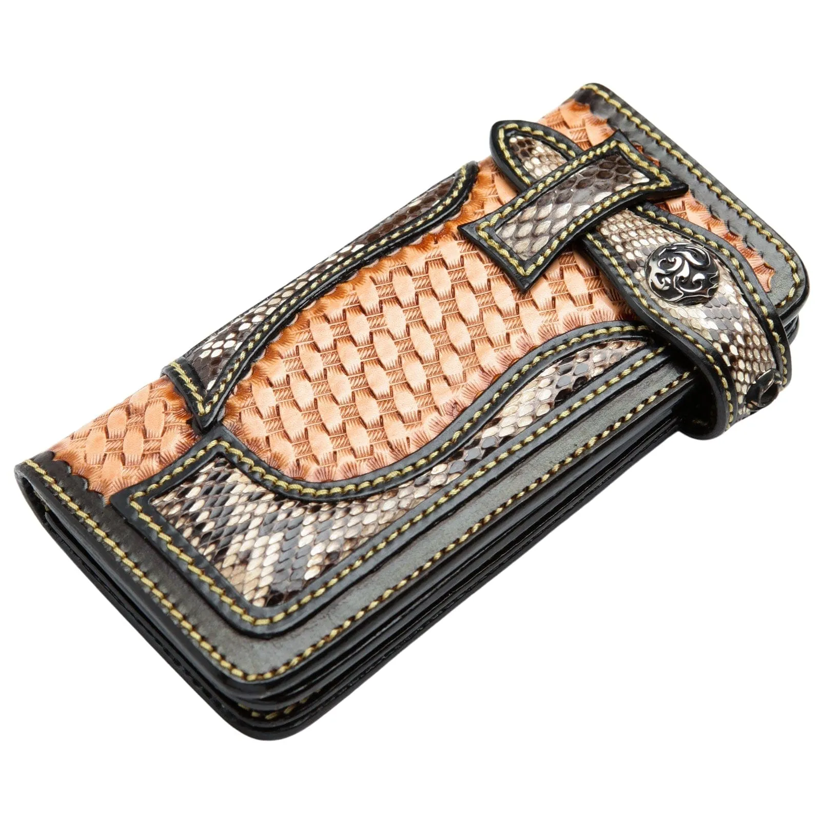 Cobra Snake Skin Woven Cowboy Western Leather Tribal Biker Wallet