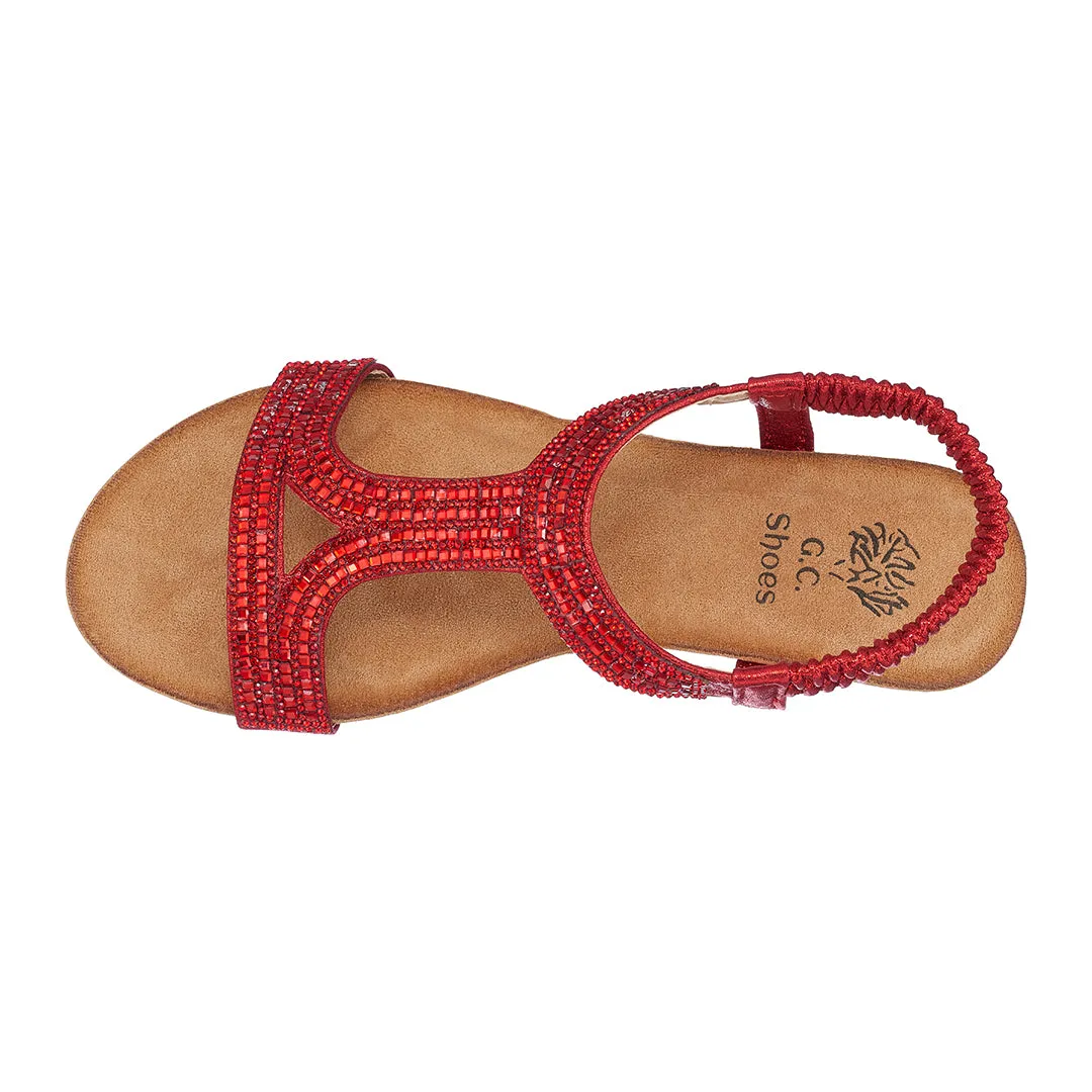 Coretta Red Wedge Sandals