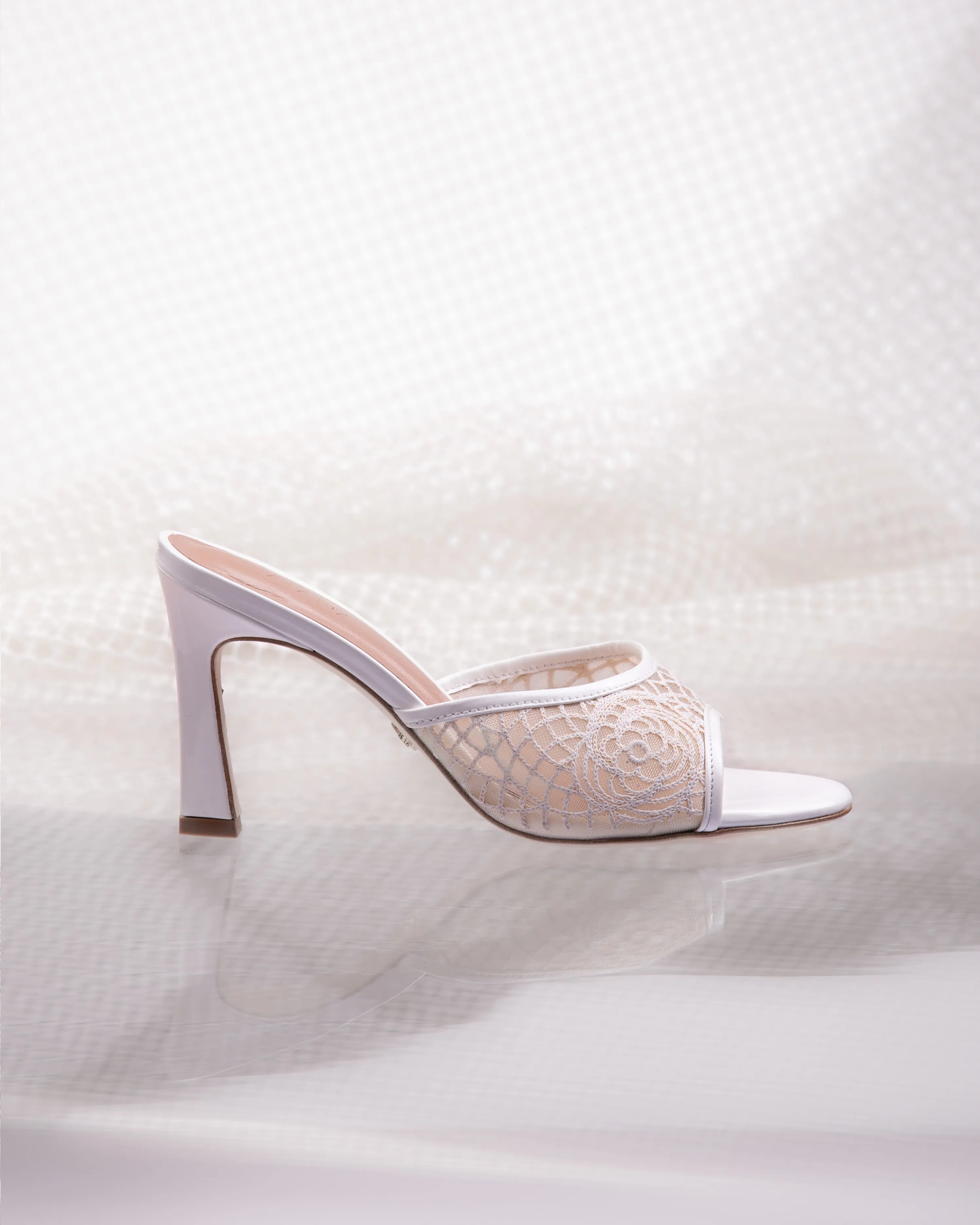 Crochet Mule 85 White Patent