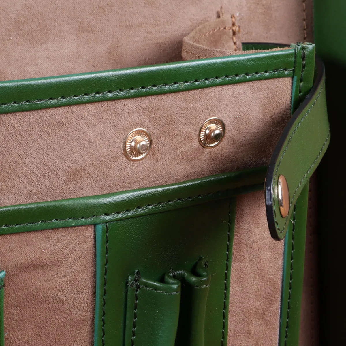 Customized Office Briefcase in Green Diamond Stitched Pattern