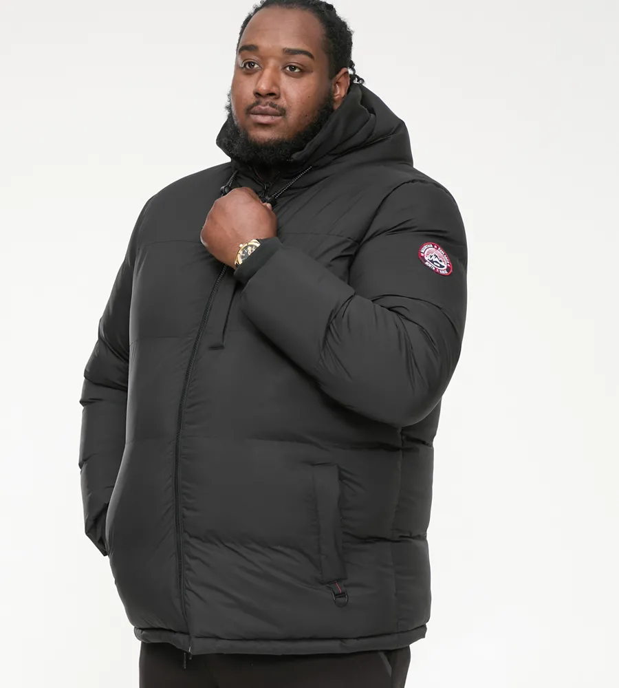 D555 Big Mens Quilted Puffer Jacket With Half Micro Fleece Lining and Hood (DOMENIC)