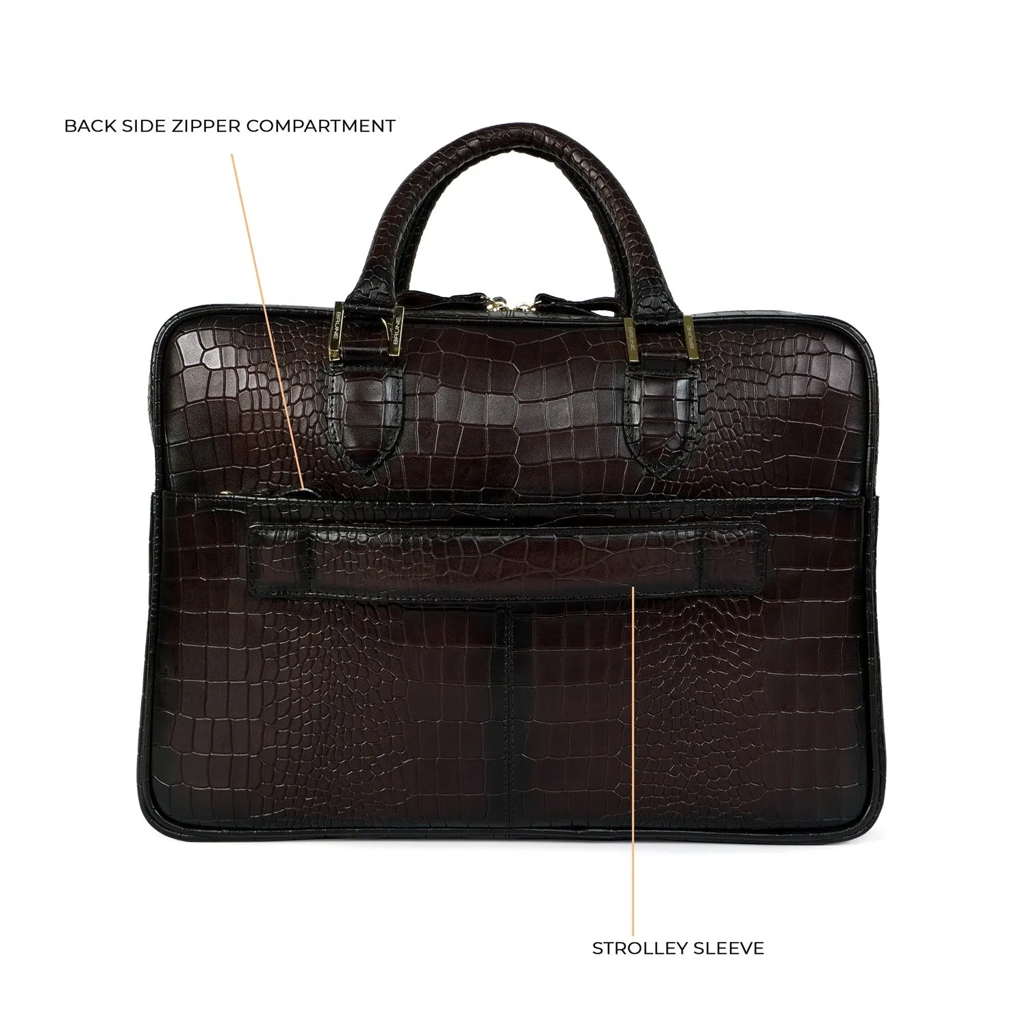 Dark Brown Laptop/Office Briefcase in Deep Cut Leather