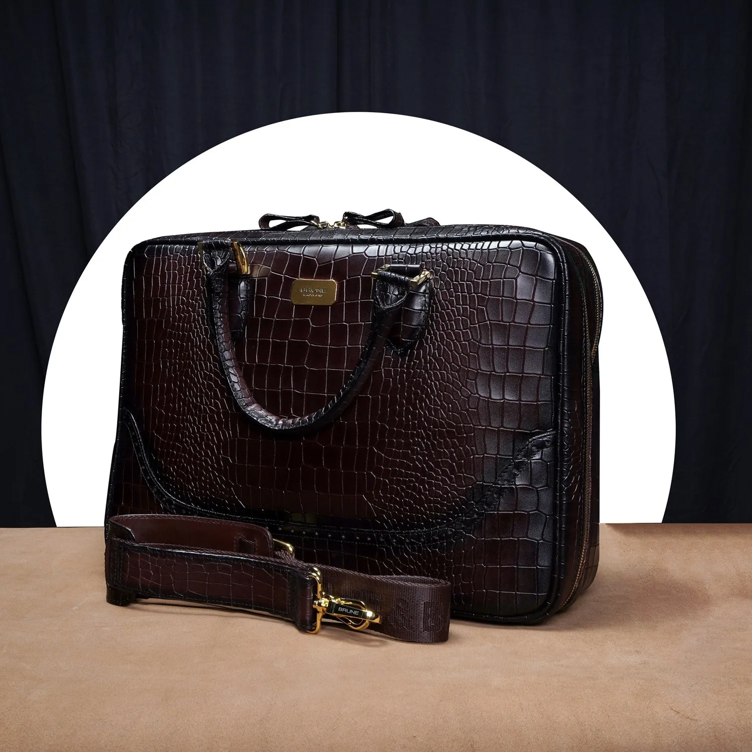 Dark Brown Laptop/Office Briefcase in Deep Cut Leather